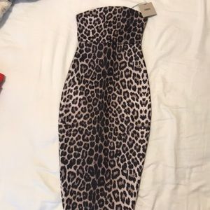 Strapless animal print dress in size US 0